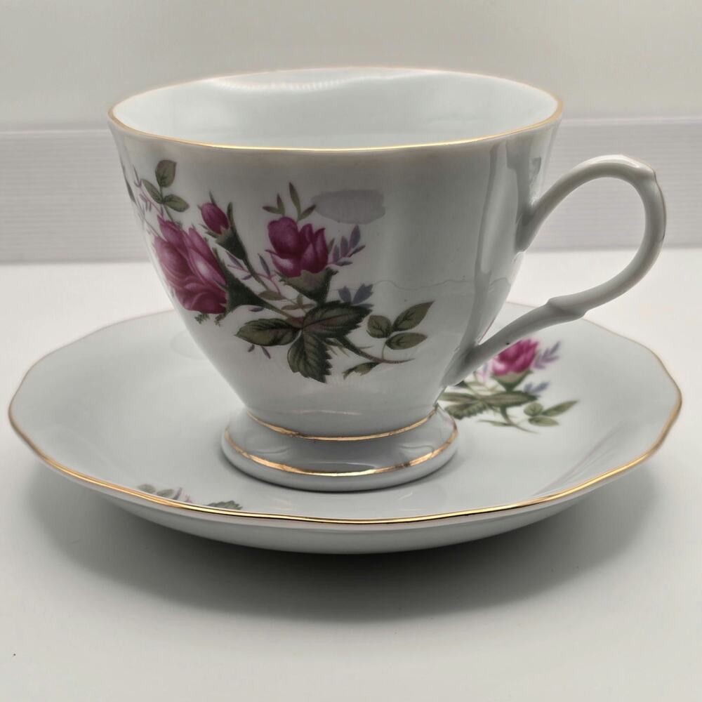 Vintage China Cup and Saucer Rose Motif